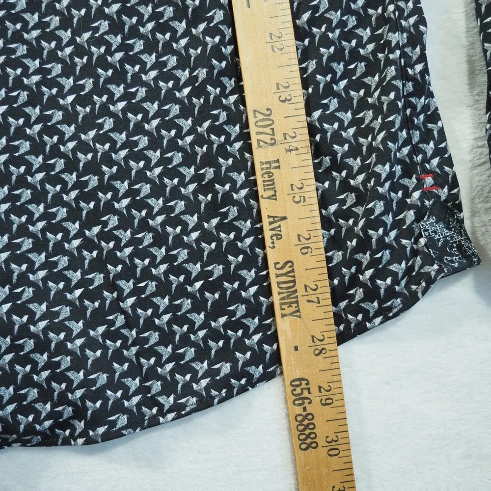 Au Noir Sz 3 (M) Men's Casual Black Patterned Button-Down Shirt 100% Cotton - Picture 10 of 12